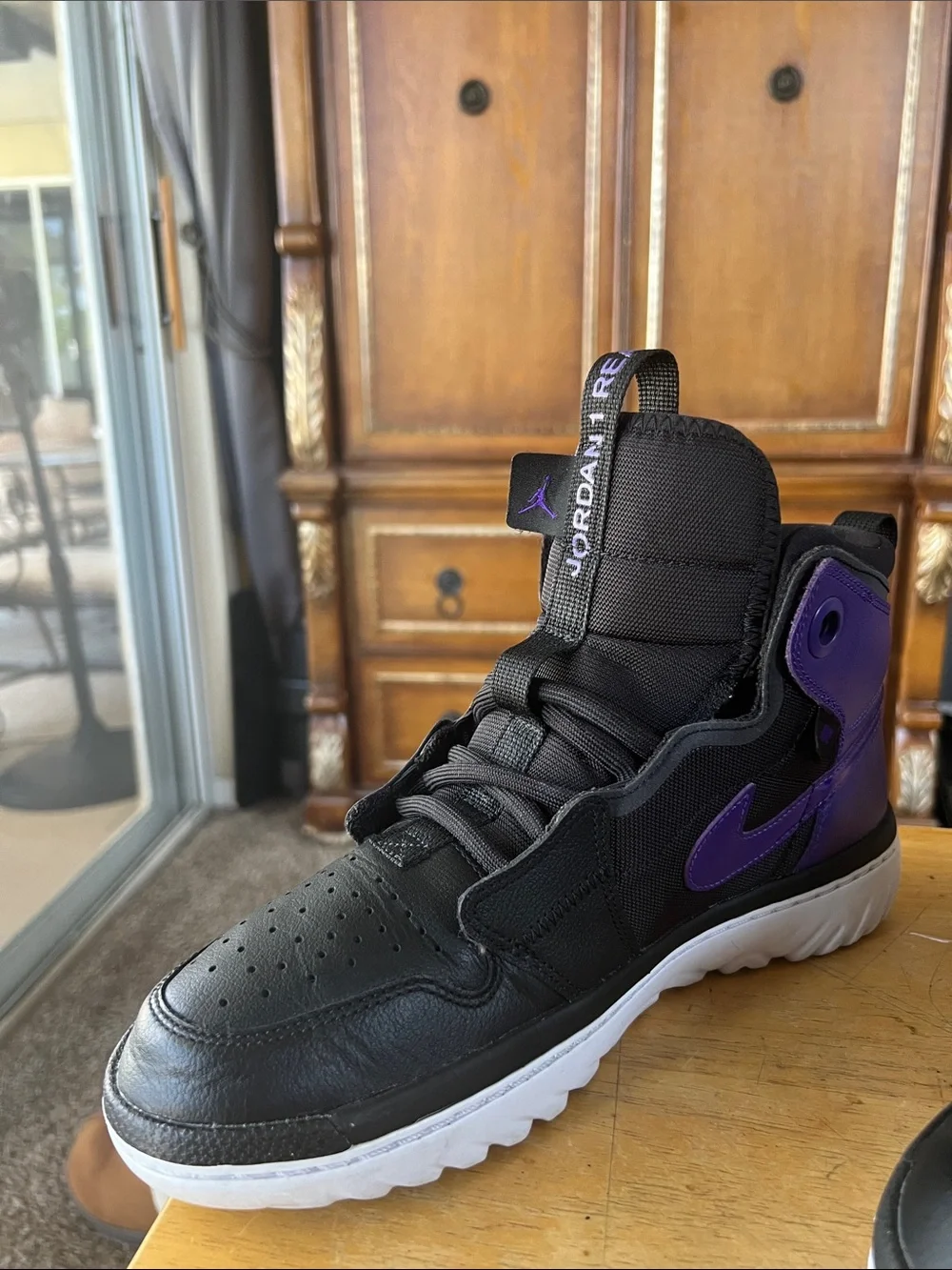 Jordan Men’s High-Top Sneakers - Black & Purple Accents